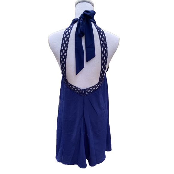 Lulus Any Sway Shape or Form Blue Lace Halter Dress Women's Size Small - Picture 6 of 11